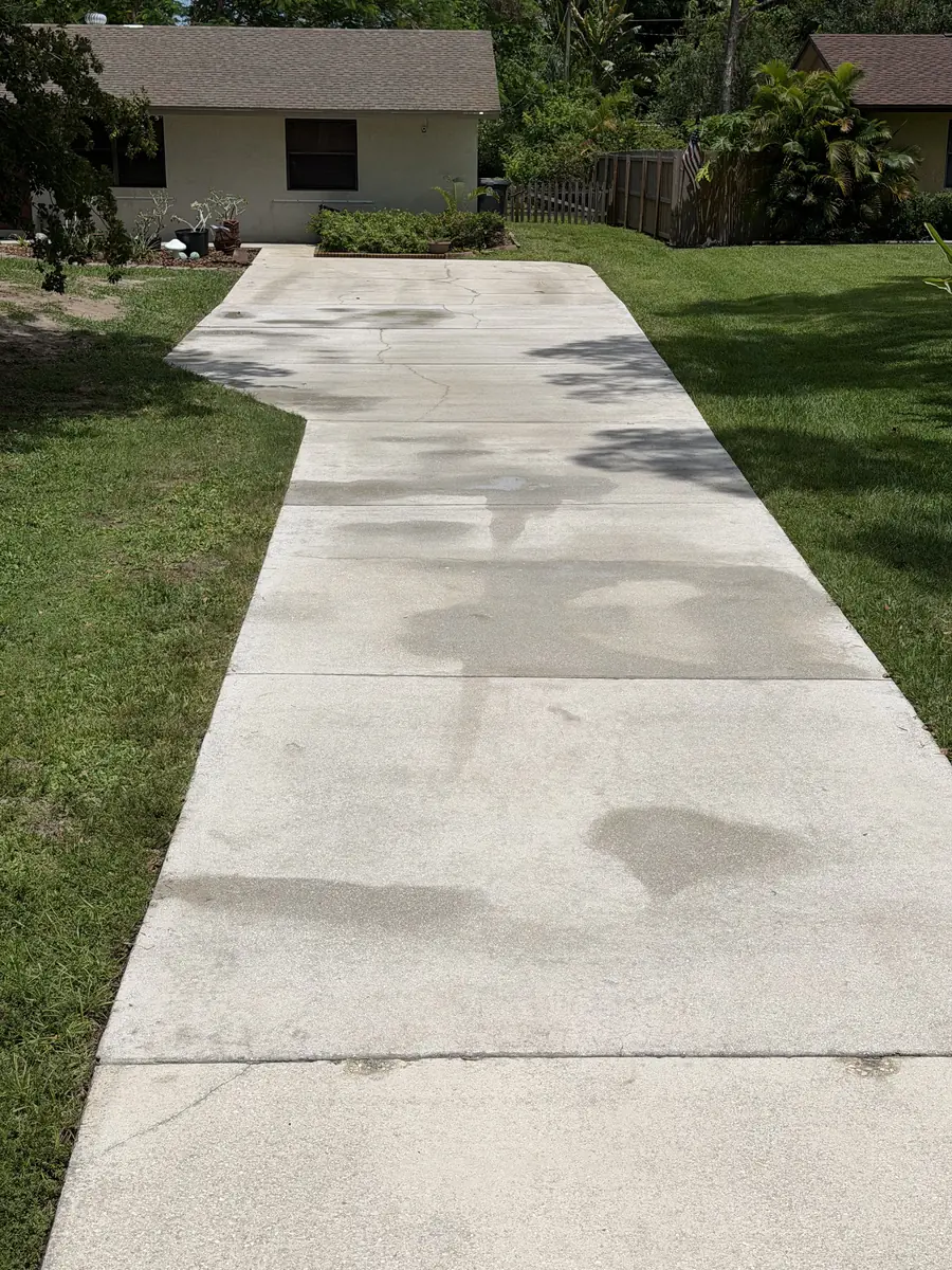 Clean concrete walkway after pressure washing by Just Another Wash