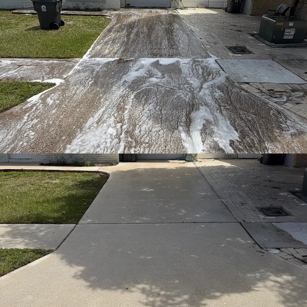 Driveway pressure washing